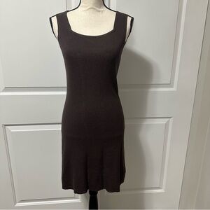 Vintage Guess Collection brown ribbed fitted mini dress square neck sleeveless